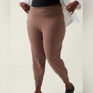 Athleta Venice Mid Rise Rustic Beige Tan Neutral Joggers Pants 1X